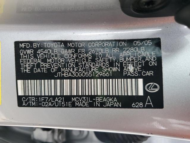 Продажа на аукционе авто 2005 Lexus Es, vin: JTHBA30G055129661, номер лота: 93153445