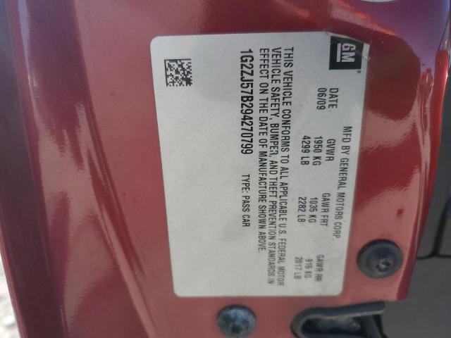92237595 :رقم المزاد ، 1G2ZJ57B294270799 vin ، 2009 Pontiac G6 مزاد بيع