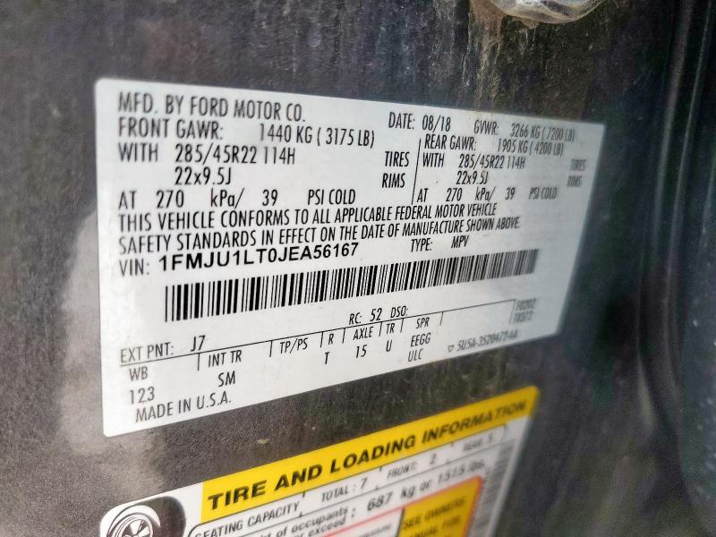 Продажа на аукционе авто 2018 Ford Expedition, vin: 1FMJU1LT0JEA56167, номер лота: 93471385