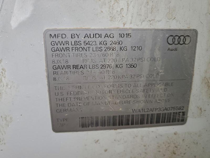 93596335 :رقم المزاد ، WA1L2AFP3GA075582 vin ، 2016 Audi Q5 مزاد بيع