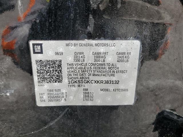 92465655 :رقم المزاد ، 1GKS1GKCXKR383132 vin ، 2019 Gmc Yukon Xl مزاد بيع