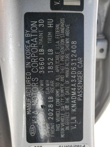 93651965 :رقم المزاد ، KNADM4A34D6312408 vin ، 2013 Kia Rio مزاد بيع