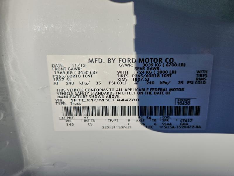2014 Ford F150 მანქანა იყიდება აუქციონზე, vin: 1FTEX1CM3EFA44780, აუქციონის ნომერი: 94180435