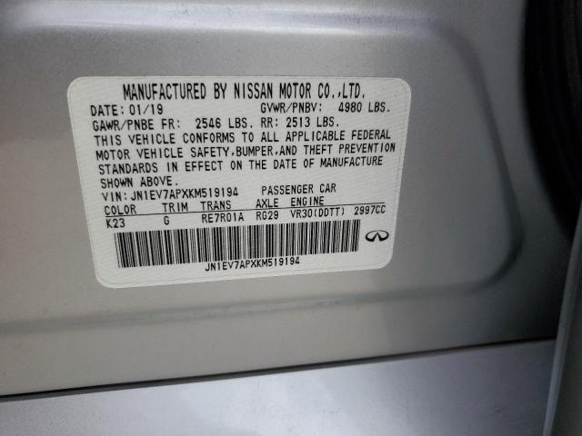 Aukcja sprzedaży 2019 Infiniti Q50, vin: JN1EV7APXKM519194, numer aukcji: 92606465