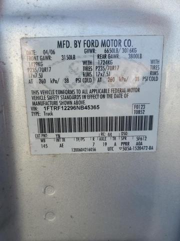 Продаж на аукціоні авто 2006 Ford F150, vin: 1FTRF12296NB45365, номер лоту: 92464955