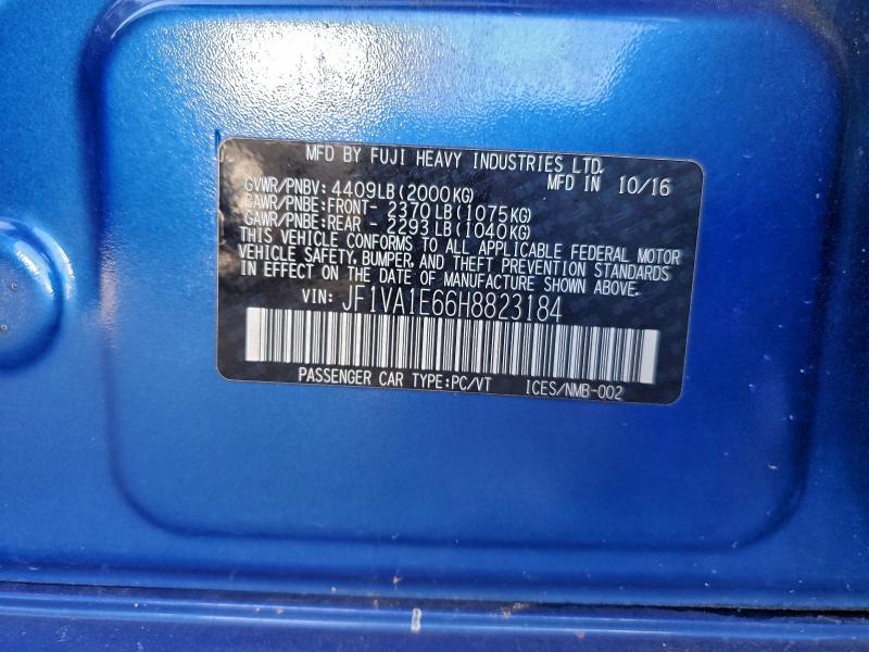 Продажа на аукционе авто 2017 Subaru Wrx, vin: JF1VA1E66H8823184, номер лота: 93417405
