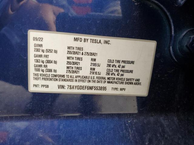 Продаж на аукціоні авто 2022 Tesla Model Y, vin: 7SAYGDEF6NF553895, номер лоту: 93452505