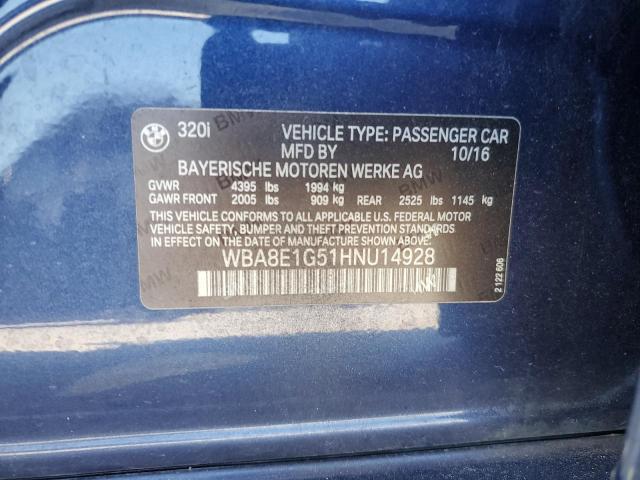 Aukcja sprzedaży 2017 Bmw 320 I, vin: WBA8E1G51HNU14928, numer aukcji: 93077505
