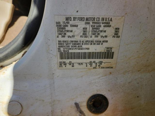 91927985 :رقم المزاد ، 1FTSW31P73EB51705 vin ، 2003 Ford F350 Srw S مزاد بيع