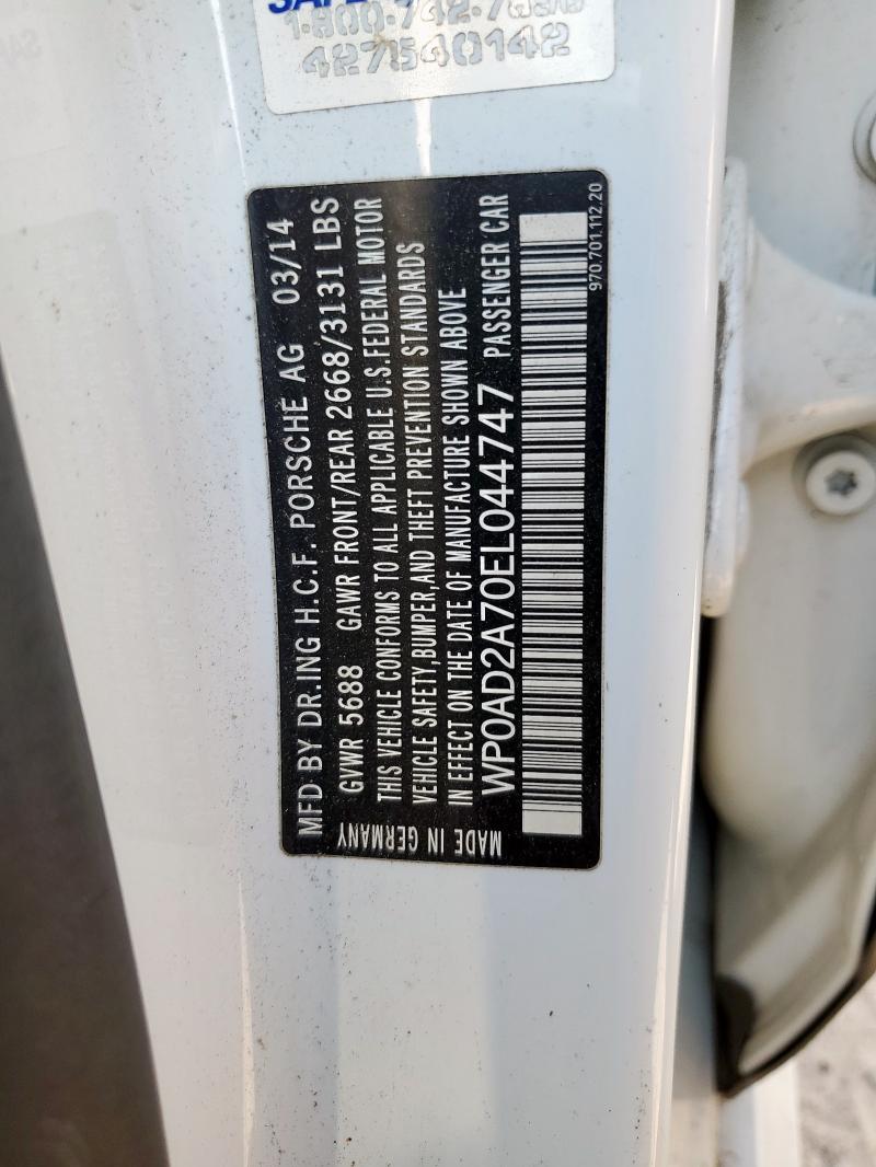 Продаж на аукціоні авто 2014 Porsche Panamera, vin: WP0AD2A70EL044747, номер лоту: 92244395