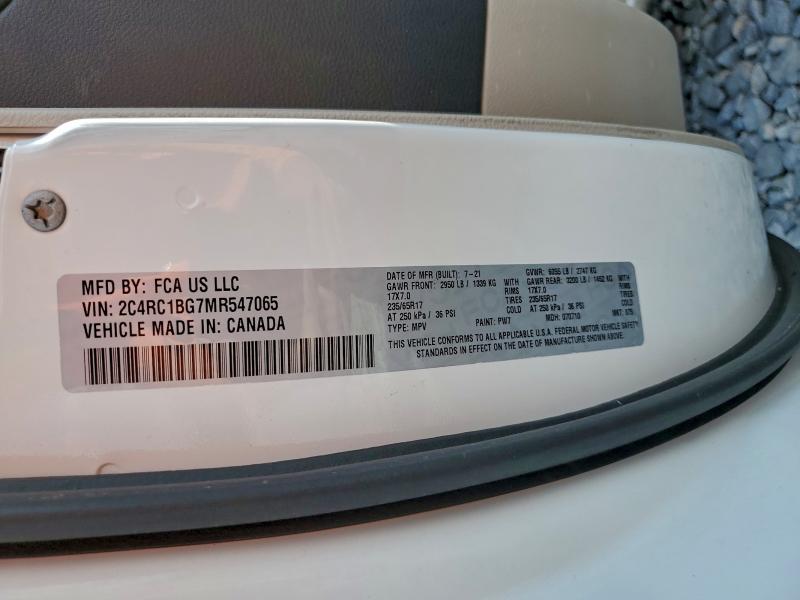 94310005 :رقم المزاد ، 2C4RC1BG7MR547065 vin ، 2021 Chrysler Pacifica مزاد بيع