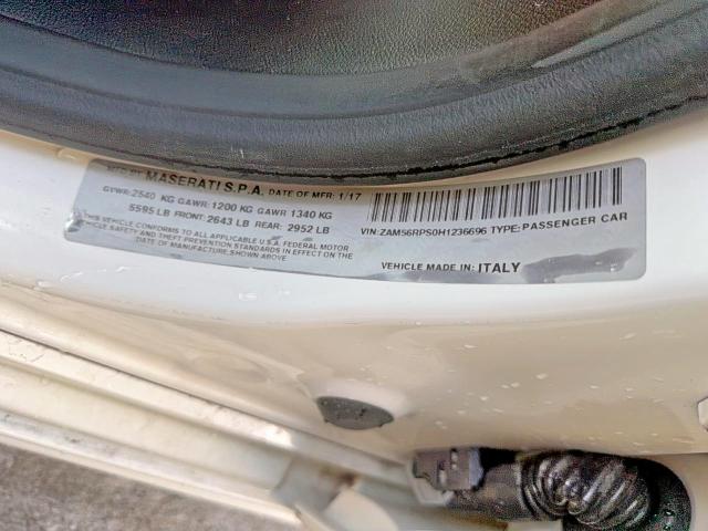 Aukcja sprzedaży 2017 Maserati Quattropor, vin: ZAM56RPS0H1236696, numer aukcji: 92937335