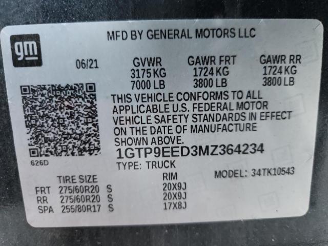 Aukcja sprzedaży 2021 Gmc Sierra, vin: 1GTP9EED3MZ364234, numer aukcji: 90674825