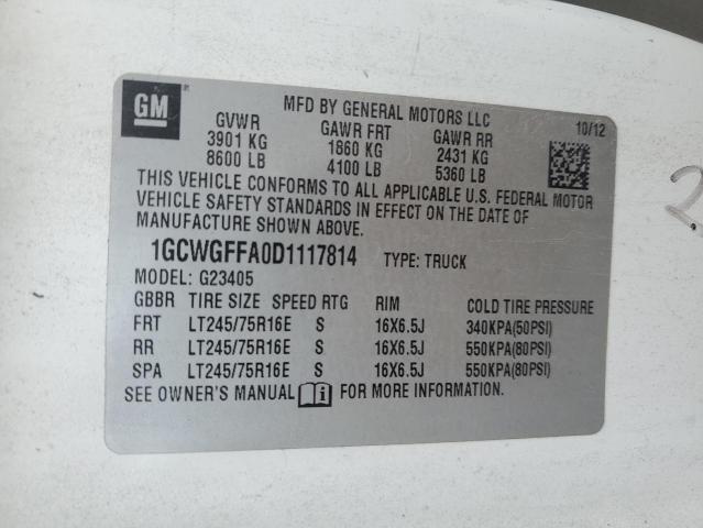 Aukcja sprzedaży 2013 Chevrolet Express, vin: 1GCWGFFA0D1117814, numer aukcji: 91435725