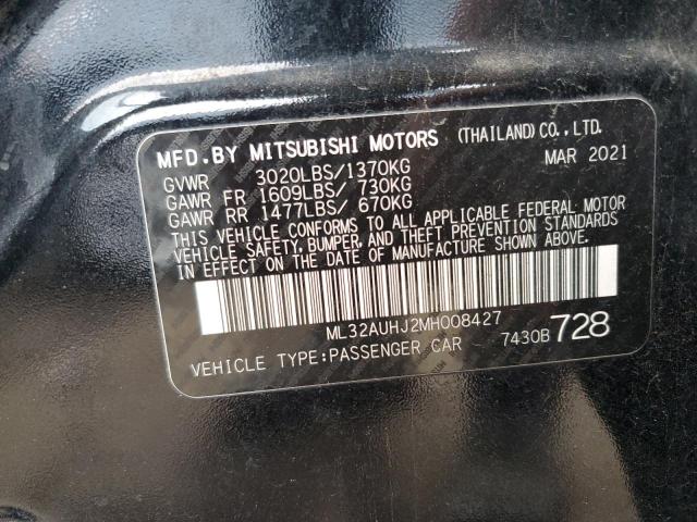 91868135 :رقم المزاد ، ML32AUHJ2MH008427 vin ، 2021 Mitsubishi Mirage مزاد بيع