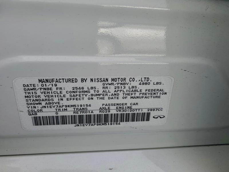 Продаж на аукціоні авто 2019 Infiniti Q50, vin: JN1EV7AP9KM519154, номер лоту: 93787005