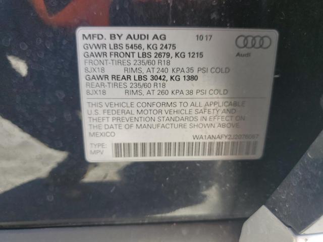92468835 :رقم المزاد ، WA1ANAFY2J2076067 vin ، 2018 Audi Q5 مزاد بيع