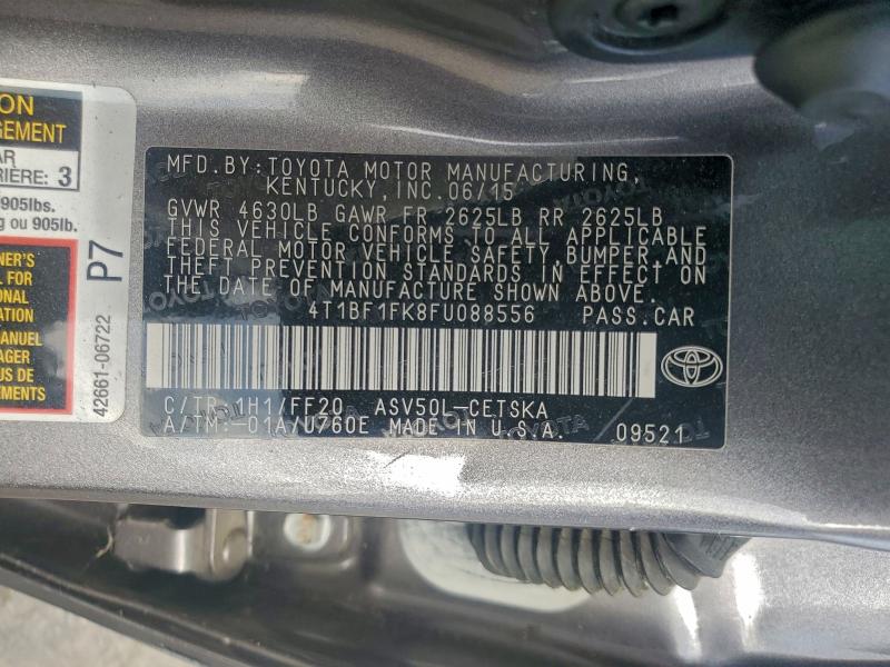 2015 Toyota Camry მანქანა იყიდება აუქციონზე, vin: 4T1BF1FK8FU088556, აუქციონის ნომერი: 93684105