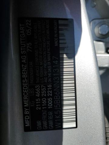Aukcja sprzedaży 2022 Mercedes-benz Cla, vin: W1K5J5BB6NN313147, numer aukcji: 91448455