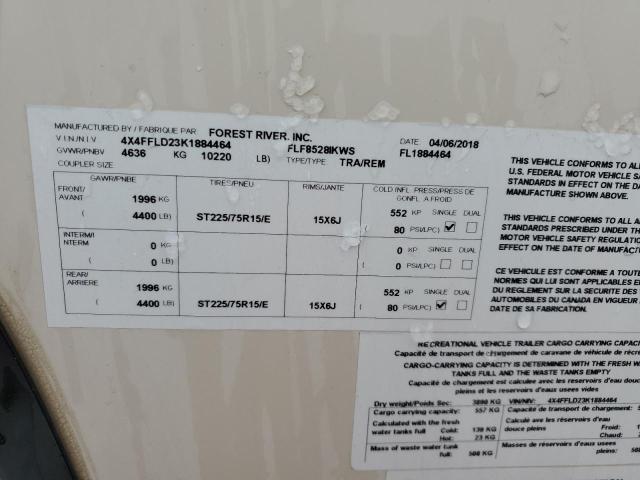 Aukcja sprzedaży 2019 Wildwood Flagstaff, vin: 4X4FFLD23K1884464, numer aukcji: 92254965