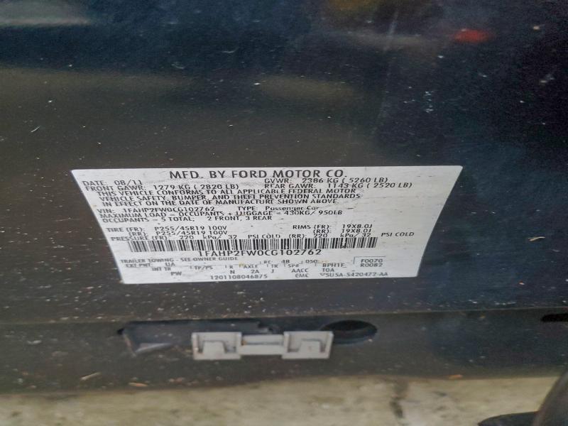 Продажа на аукционе авто 2012 Ford Taurus, vin: 1FAHP2FW0CG102762, номер лота: 94528145