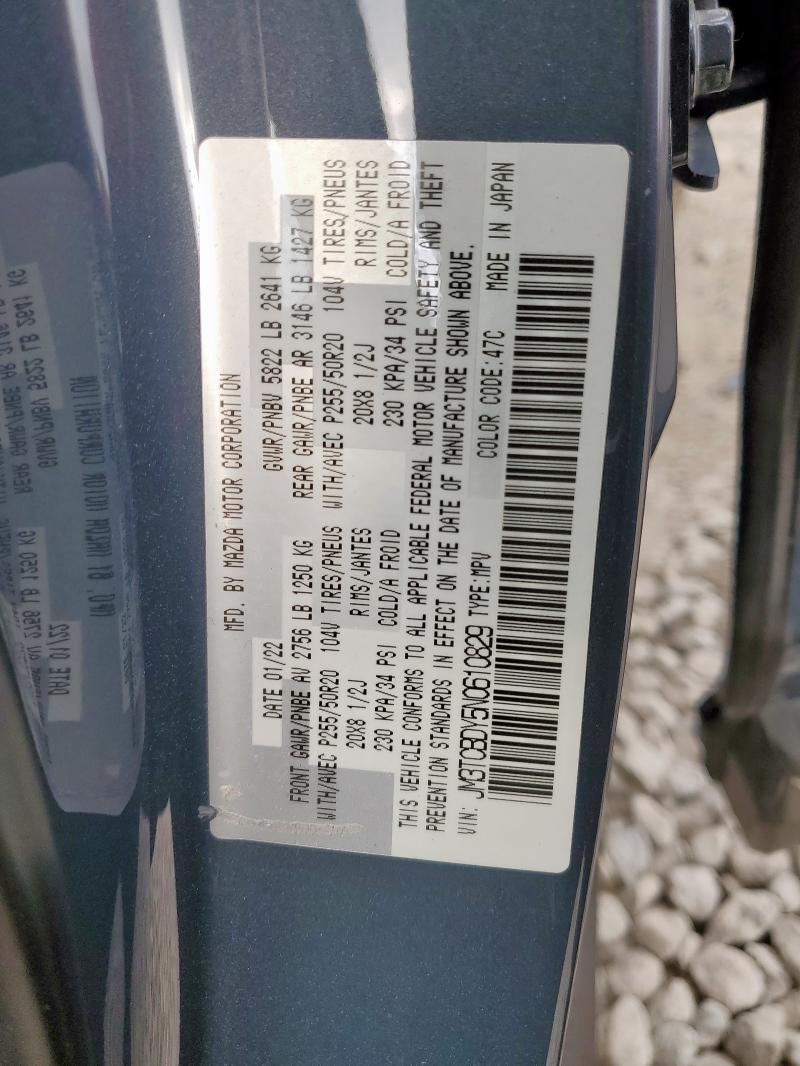 2022 Mazda Cx-9 Grand მანქანა იყიდება აუქციონზე, vin: JM3TCBDY5N0610829, აუქციონის ნომერი: 93080425