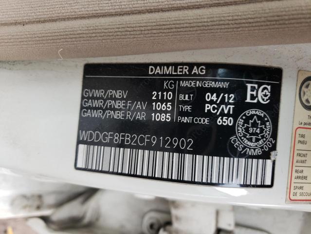 91062245 :رقم المزاد ، WDDGF8FB2CF912902 vin ، 2012 Mercedes-benz C 250 4mat مزاد بيع