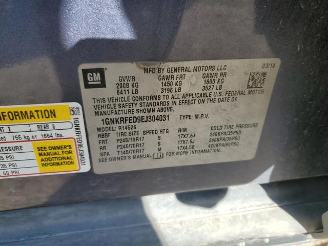 91419035 :رقم المزاد ، 1GNKRFED9EJ304031 vin ، 2014 Chevrolet Traverse L مزاد بيع