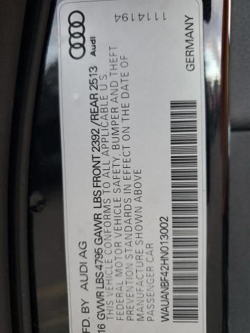Продаж на аукціоні авто 2017 Audi A4, vin: WAUANBF42HN013002, номер лоту: 93225405