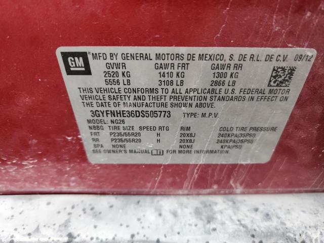 92711015 :رقم المزاد ، 3GYFNHE36DS505773 vin ، 2013 Cadillac Srx Perfor مزاد بيع