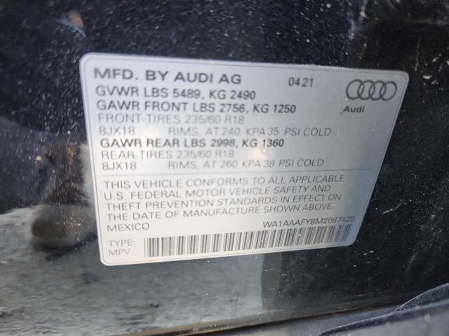 Продажа на аукционе авто 2021 Audi Q5 Premium, vin: WA1AAAFY8M2087428, номер лота: 91525175