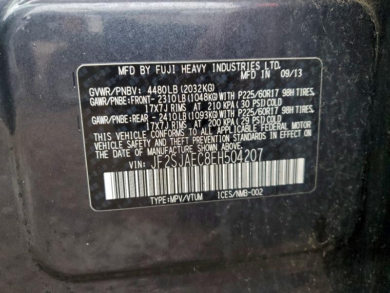 94157495 :رقم المزاد ، JF2SJAEC8EH504207 vin ، 2014 Subaru Forester مزاد بيع