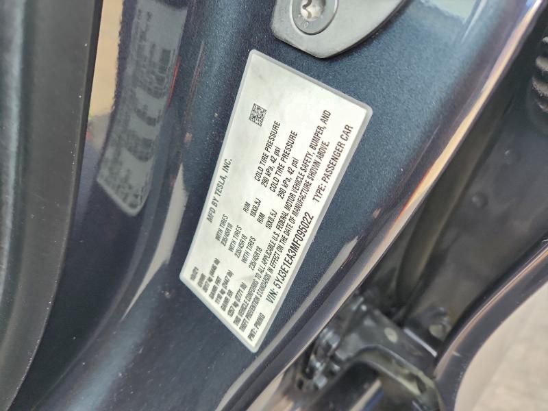 92999005 :رقم المزاد ، 5YJ3E1EA3MF095022 vin ، 2021 Tesla Model 3 مزاد بيع