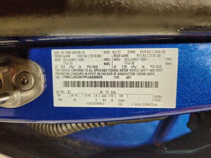 2023 Ford Escape Act მანქანა იყიდება აუქციონზე, vin: 1FMCU0GN1PUA08805, აუქციონის ნომერი: 93807475