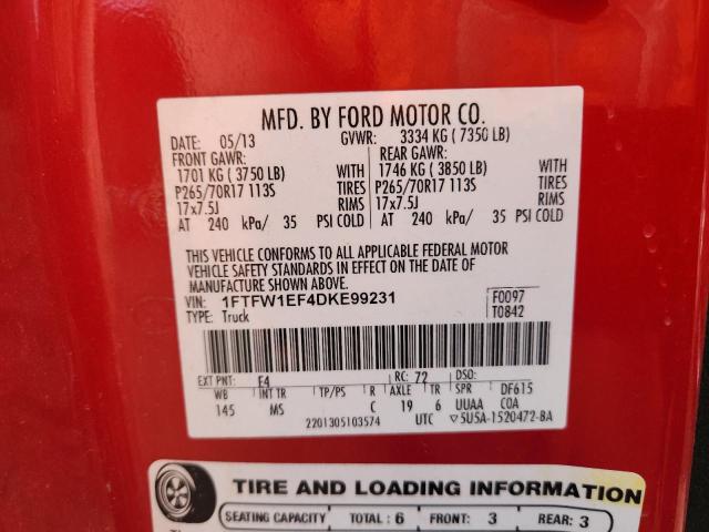 Продаж на аукціоні авто 2013 Ford F150, vin: 1FTFW1EF4DKE99231, номер лоту: 93470695