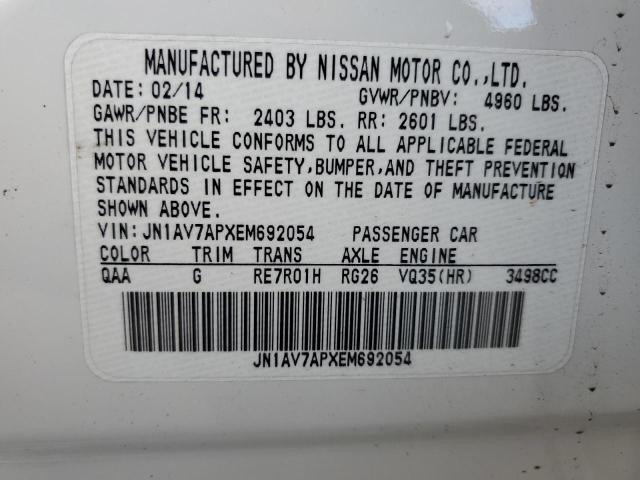 93879225 :رقم المزاد ، JN1AV7APXEM692054 vin ، 2014 Infiniti Q50 Hybrid مزاد بيع