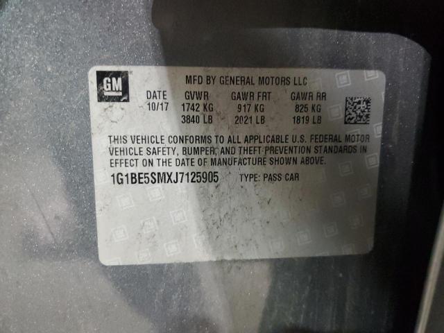 2018 Chevrolet Cruze მანქანა იყიდება აუქციონზე, vin: 1G1BE5SMXJ7125905, აუქციონის ნომერი: 93640485