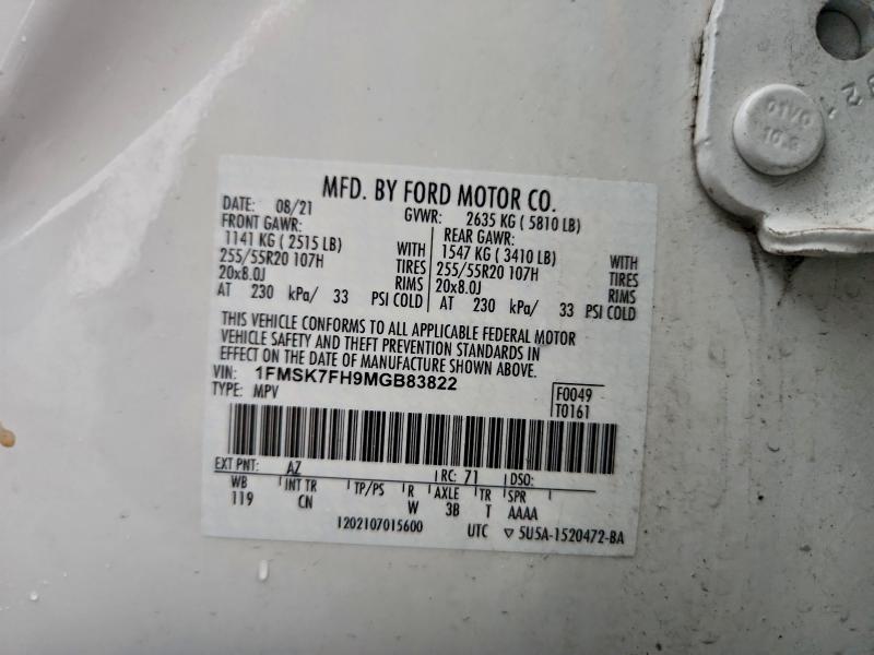 Продажа на аукционе авто 2021 Ford Explorer, vin: 1FMSK7FH9MGB83822, номер лота: 93851415