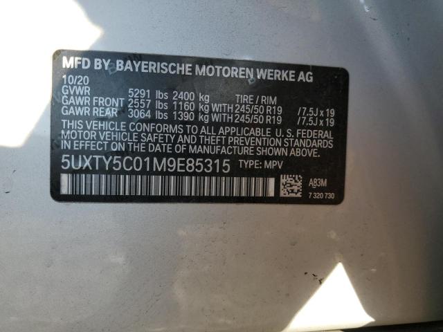 Auction sale of the 2021 Bmw X3, vin: 5UXTY5C01M9E85315, lot number: 90797115