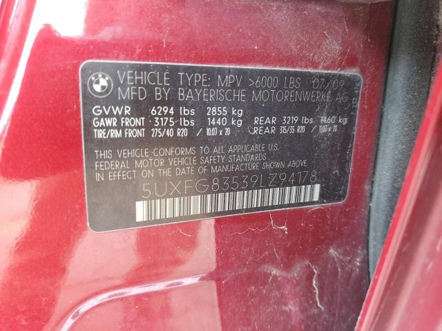 Продаж на аукціоні авто 2009 Bmw X6, vin: 5UXFG83539LZ94178, номер лоту: 91945455