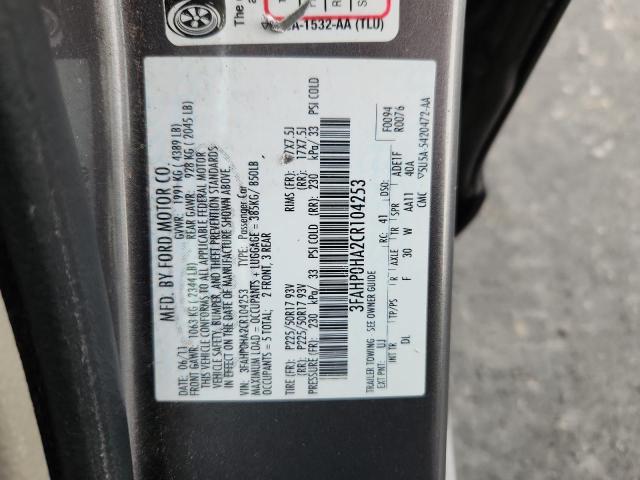 Продаж на аукціоні авто 2012 Ford Fusion Se, vin: 3FAHP0HA2CR104253, номер лоту: 93069405
