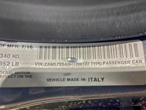 2017 Maserati Ghibli მანქანა იყიდება აუქციონზე, vin: ZAM57XSA9H1206127, აუქციონის ნომერი: 94841135