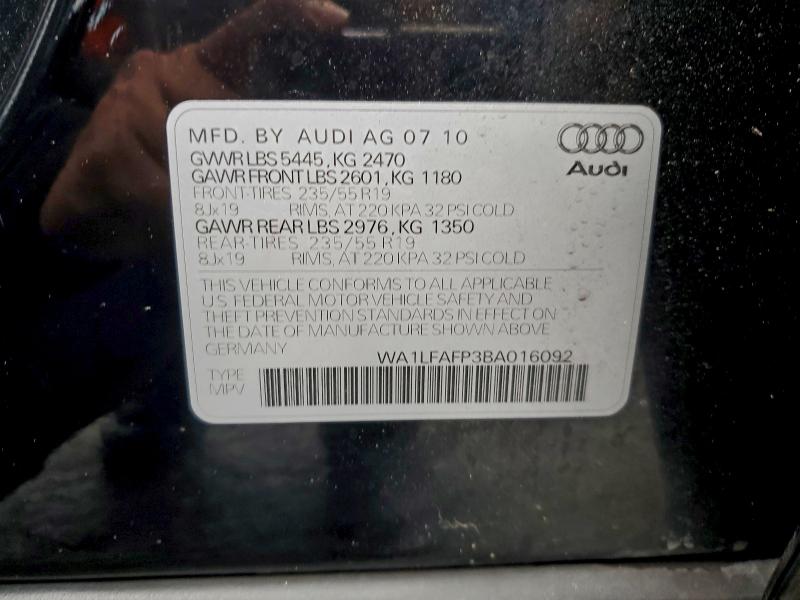 93741825 :رقم المزاد ، WA1LFAFP3BA016092 vin ، 2011 Audi Q5 مزاد بيع