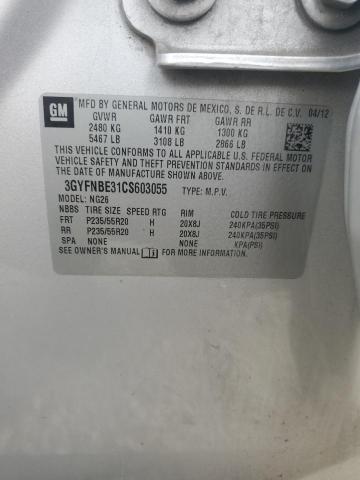 91797645 :رقم المزاد ، 3GYFNBE31CS603055 vin ، 2012 Cadillac Srx Perfor مزاد بيع