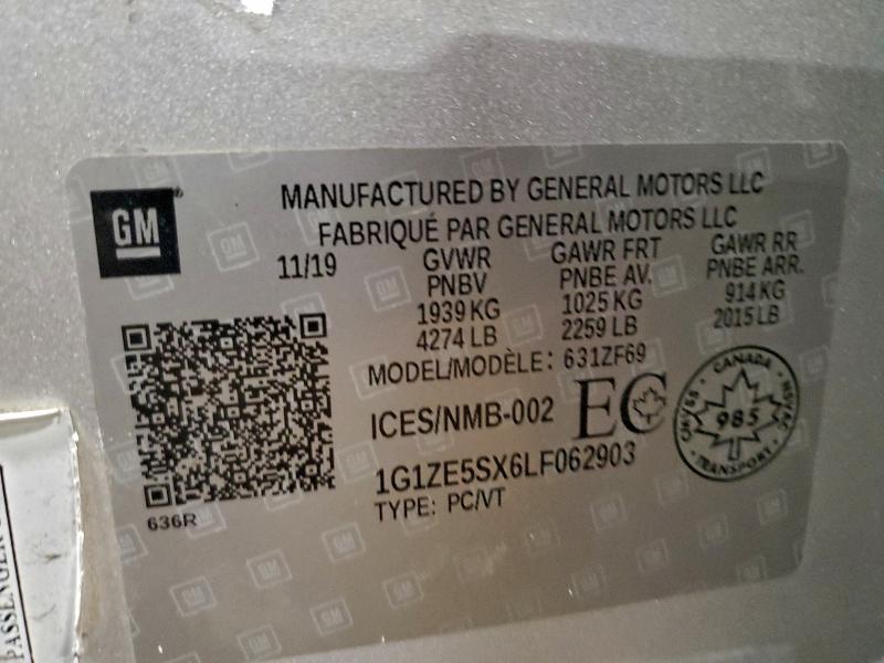 2020 Chevrolet Malibu მანქანა იყიდება აუქციონზე, vin: 1G1ZE5SX6LF062903, აუქციონის ნომერი: 93270935