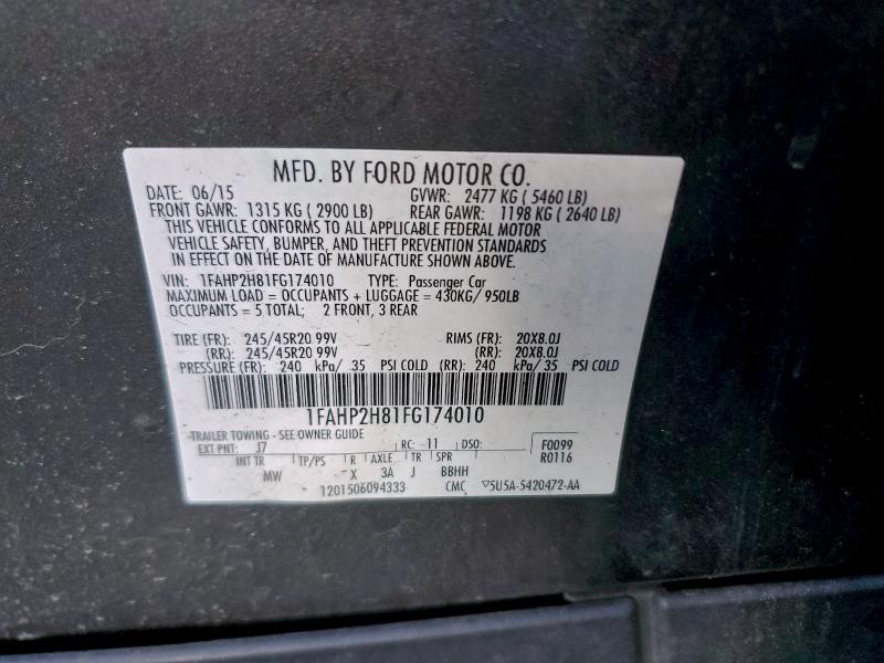 Aukcja sprzedaży 2015 Ford Taurus Sel, vin: 1FAHP2H81FG174010, numer aukcji: 93721055