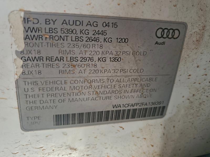 94252265 :رقم المزاد ، WA1CFAFP2FA136391 vin ، 2015 Audi Q5 مزاد بيع