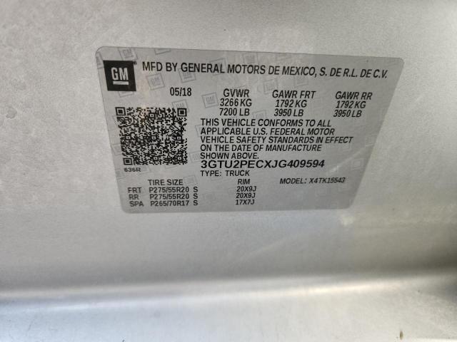 2018 Gmc Sierra მანქანა იყიდება აუქციონზე, vin: 3GTU2PECXJG409594, აუქციონის ნომერი: 91228475
