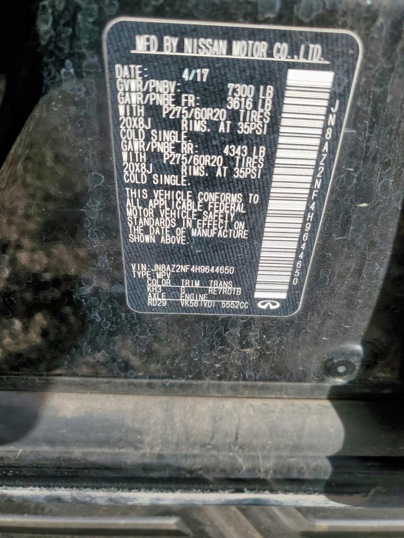 92790435 :رقم المزاد ، JN8AZ2NF4H9644650 vin ، 2017 Infiniti Qx80 مزاد بيع