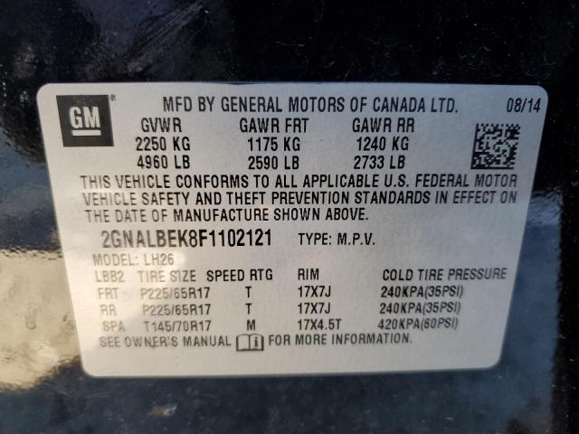91030455 :رقم المزاد ، 2GNALBEK8F1102121 vin ، 2015 Chevrolet Equinox مزاد بيع